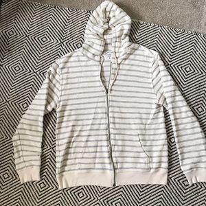 Threads 4 Thought White and Gray Zip Up Sweater